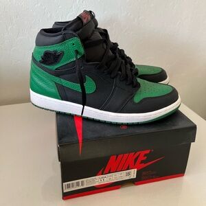 Jordan 1 Retro High Black and Pine Green Size 11